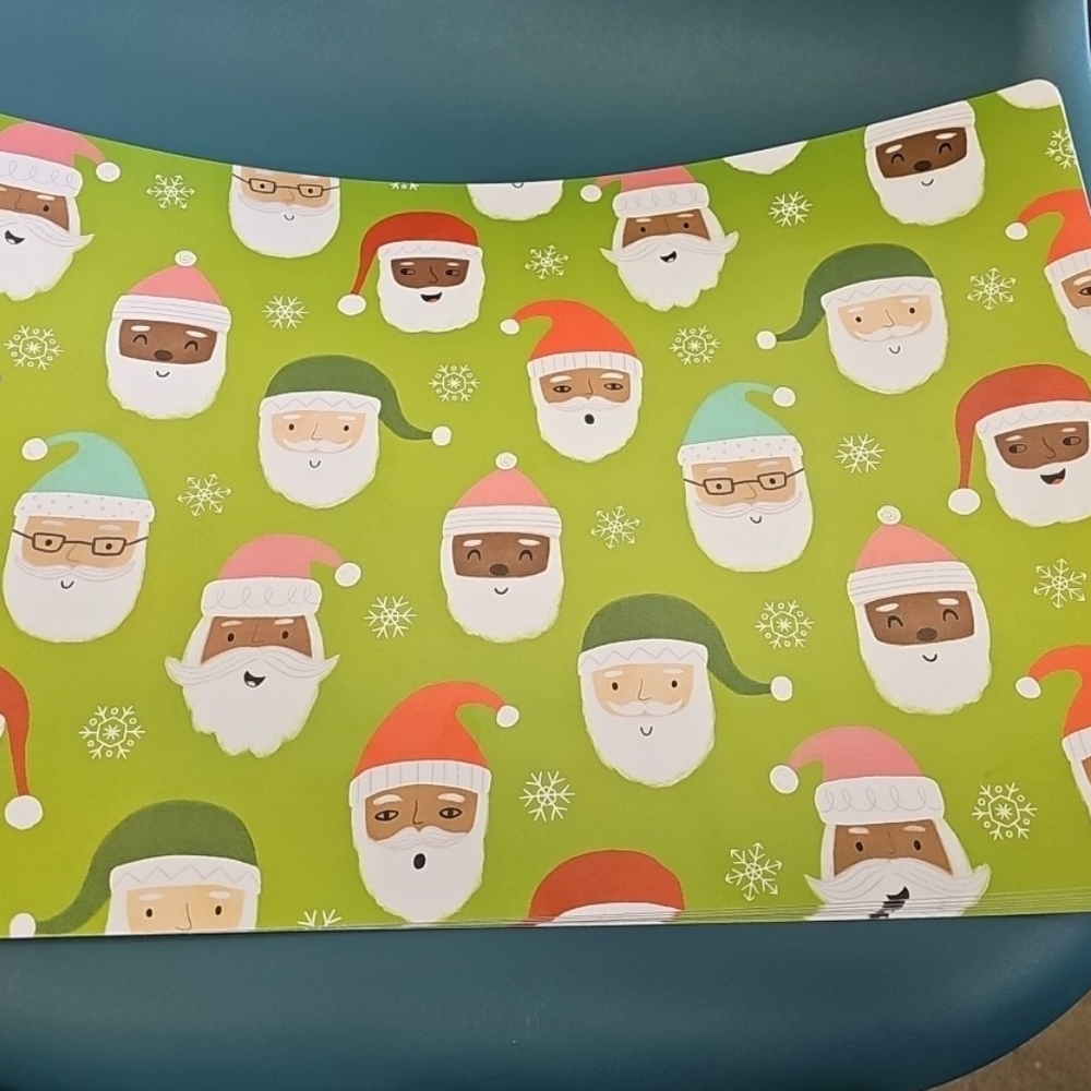 Lot Of 6 Christmas Santa Claus Placemats Plastic 17” x 11” Sleigh Bell Bistro
